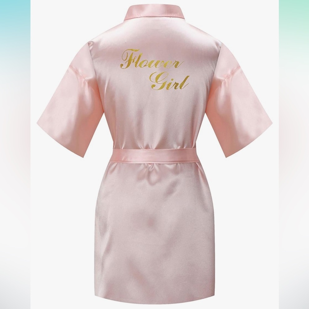 Amazon Flower Girl Pink Robe with Gold Glitter, Size 4 (Kids)